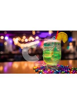 Σετ των 2 Intra Συλλεκτικό Ξύλινο Παζλ Plywood  4mm - Πολύχρωμο ρόφημα με χάντρες και γαρνιτούρα λεμονιού Σε Ξύλινο Κουτί - Διαστάσεις: 10x10 cm – 25 κομμάτια