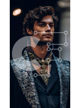 Intra Συλλεκτικό Ξύλινο Παζλ Plywood  4mm - Άνδρας που φορά μαύρο και χρυσό κεντημένο σακάκι και μαύρο παντελόνι Σε Ξύλινο Κουτί - Διαστάσεις Puzzle: 10x10 cm – 25 κομμάτια