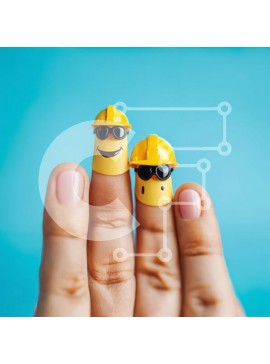 Intra Συλλεκτικό Ξύλινο Παζλ Plywood  4mm - Αστεία κίτρινα καπέλα και γυαλιά ηλίου στο δάχτυλο Σε Ξύλινο Κουτί - Διαστάσεις Puzzle: 10x10 cm – 25 κομμάτια