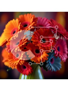 Σετ των 2 Intra Συλλεκτικό Ξύλινο Παζλ Plywood  4mm - Ζωντανές μαργαρίτες ζέρμπερα σε διάφανο βάζο Σε Ξύλινο Κουτί - Διαστάσεις: 10x10 cm – 25 κομμάτια