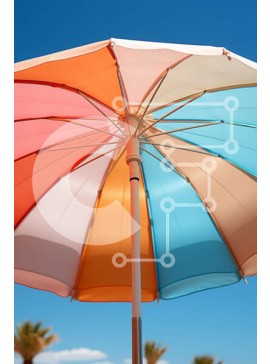 Intra Συλλεκτικό Ξύλινο Παζλ Plywood  4mm - Ζωντανή ομπρέλα παραλίας και φοίνικες Σε Ξύλινο Κουτί - Διαστάσεις Puzzle: 10x10 cm – 25 κομμάτια