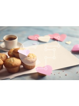 Σετ των 2 Intra Συλλεκτικό Ξύλινο Παζλ Plywood  4mm - Muffins, cupcakes και καφές με χάρτινες καρδιές σε σχήμα καρδιάς Σε Ξύλινο Κουτί - Διαστάσεις: 10x10 cm – 25 κομμάτια