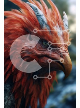 Σετ των 2 Intra Συλλεκτικό Ξύλινο Παζλ Plywood  4mm - Όμορφη εικόνα ενός κόκκινου πουλιού με μαύρα φτερά και λευκές κηλίδες στο δάσος Σε Ξύλινο Κουτί - Διαστάσεις: 10x10 cm – 25 κομμάτια