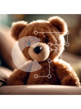 Intra Συλλεκτικό Ξύλινο Παζλ Plywood  4mm - Αξιολάτρευτη εικόνα ενός καφέ αρκουδάκι που κάθεται σε έναν καναπέ Σε Ξύλινο Κουτί - Διαστάσεις: 10x10 cm – 25 κομμάτια