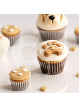 Σετ των 2 Intra Συλλεκτικό Ξύλινο Παζλ Plywood  4mm - Νόστιμα Cupcakes Golden Retriever σε λευκή επιφάνεια Σε Ξύλινο Κουτί - Διαστάσεις: 10x10 cm – 25 κομμάτια