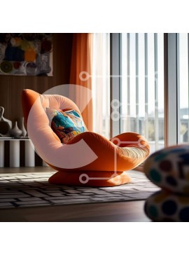 Intra Συλλεκτικό Ξύλινο Παζλ Plywood  4mm - Μινιμαλιστικό σαλόνι με καρέκλα με φυσικό φως και πορτοκαλί τόνο Σε Ξύλινο Κουτί - Διαστάσεις Puzzle: 10x10 cm – 25 κομμάτια