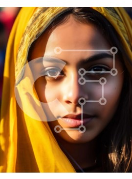 Intra Συλλεκτικό Ξύλινο Παζλ Plywood  4mm - Πορτρέτο νεαρής γυναίκας που κοιτάζει απευθείας την κάμερα Σε Ξύλινο Κουτί - Διαστάσεις Puzzle: 10x10 cm – 25 κομμάτια