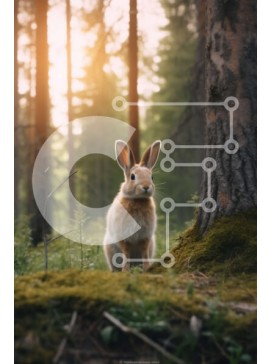 Σετ των 2 Intra Συλλεκτικό Ξύλινο Παζλ Plywood  4mm - Χαριτωμένη εικόνα ενός καφέ κουνελιού σε ένα ειρηνικό δάσος Σε Ξύλινο Κουτί - Διαστάσεις: 10x10 cm – 25 κομμάτια