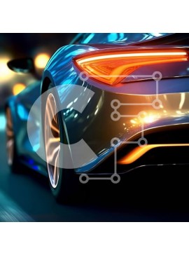 Intra Συλλεκτικό Ξύλινο Παζλ Plywood  4mm - Φουτουριστικό αυτοκίνητο οδήγηση στην οδό της πόλης τη νύχτα Σε Ξύλινο Κουτί - Διαστάσεις Puzzle: 10x10 cm – 25 κομμάτια