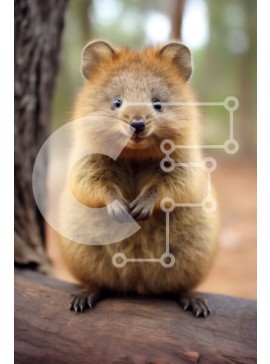 Σετ των 2 Intra Συλλεκτικό Ξύλινο Παζλ Plywood  4mm - Χαριτωμένη εικόνα ενός καφέ ζώου που κάθεται σε ένα κούτσουρο σε ένα δάσος Σε Ξύλινο Κουτί - Διαστάσεις: 10x10 cm – 25 κομμάτια