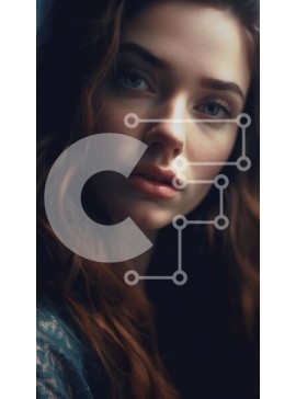 Intra Συλλεκτικό Ξύλινο Παζλ Plywood  4mm - Πορτρέτο μιας σοβαρής νεαρής γυναίκας με κόκκινα μαλλιά και καστανά μάτια Σε Ξύλινο Κουτί - Διαστάσεις Puzzle: 10x10 cm – 25 κομμάτια