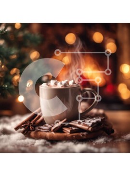 Σετ των 2 Intra Συλλεκτικό Ξύλινο Παζλ Plywood  4mm - Ζεστό κακάο με Marshmallows και ξυλάκια κανέλας Σε Ξύλινο Κουτί - Διαστάσεις: 10x10 cm – 25 κομμάτια