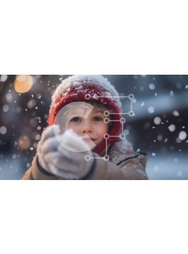 Intra Συλλεκτικό Ξύλινο Παζλ Plywood  4mm - Συγκινημένο παιδί στο χιόνι με κόκκινο χειμερινό καπέλο και γάντια Σε Ξύλινο Κουτί - Διαστάσεις Puzzle: 10x10 cm – 25 κομμάτια