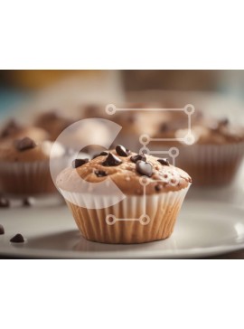 Σετ των 2 Intra Συλλεκτικό Ξύλινο Παζλ Plywood  4mm - Πιάτο Muffins με τσιπς σοκολάτας Σε Ξύλινο Κουτί - Διαστάσεις: 10x10 cm – 25 κομμάτια