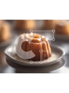 Σετ των 2 Intra Συλλεκτικό Ξύλινο Παζλ Plywood  4mm - Κέικ Bundt στο άσπρο πιάτο Σε Ξύλινο Κουτί - Διαστάσεις: 10x10 cm – 25 κομμάτια