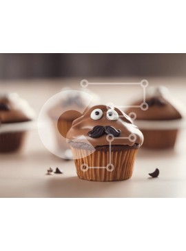 Σετ των 2 Intra Συλλεκτικό Ξύλινο Παζλ Plywood  4mm - Καλλιτεχνικά Cupcakes με σοκολατένιο πάγωμα και μουστάκια Σε Ξύλινο Κουτί - Διαστάσεις: 10x10 cm – 25 κομμάτια