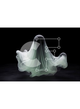 Intra Συλλεκτικό Ξύλινο Παζλ Plywood  4mm - Φιγούρα σαν φάντασμα που επιπλέει στον αέρα σε μαύρο φόντο Σε Ξύλινο Κουτί - Διαστάσεις Puzzle: 10x10 cm – 25 κομμάτια