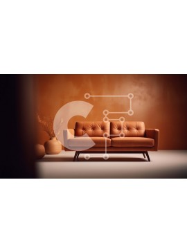 Intra Συλλεκτικό Ξύλινο Παζλ Plywood  4mm - Καφέ δερμάτινος καναπές σε δωμάτιο με μαύρο τοίχο Σε Ξύλινο Κουτί - Διαστάσεις Puzzle: 10x10 cm – 25 κομμάτια