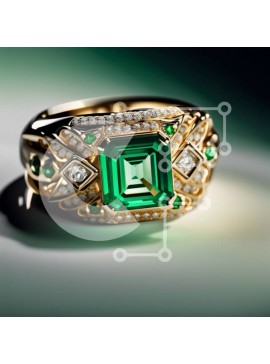 Σετ των 2 Intra Συλλεκτικό Ξύλινο Παζλ Plywood  4mm - Εκπληκτικό πράσινο σμαραγδένιο δαχτυλίδι με διαμαντένιες αποχρώσεις Σε Ξύλινο Κουτί - Διαστάσεις: 10x10 cm – 25 κομμάτια