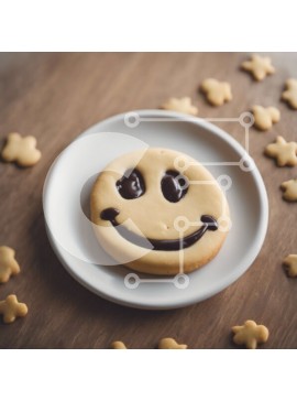 Σετ των 2 Intra Συλλεκτικό Ξύλινο Παζλ Plywood  4mm - Λαχταριστό μπισκότο Smiley Face με παγωμένο σοκολάτα και αστέρια Σε Ξύλινο Κουτί - Διαστάσεις: 10x10 cm – 25 κομμάτια