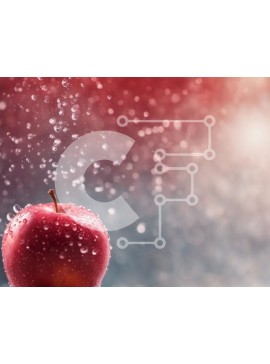 Σετ των 2 Intra Συλλεκτικό Ξύλινο Παζλ Plywood  4mm - Κόκκινο μήλο με σταγονίδια νερού σε αφηρημένο φόντο Σε Ξύλινο Κουτί - Διαστάσεις: 10x10 cm – 25 κομμάτια