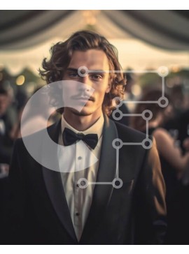 Intra Συλλεκτικό Ξύλινο Παζλ Plywood  4mm - Κομψός άντρας με σμόκιν με ποτήρι σαμπάνιας σε επίσημη εκδήλωση Σε Ξύλινο Κουτί - Διαστάσεις Puzzle: 10x10 cm – 25 κομμάτια