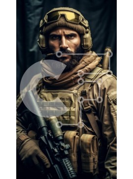 Intra Συλλεκτικό Ξύλινο Παζλ Plywood  4mm - Στρατιώτης με το τουφέκι επίθεσης με στολή παραλλαγής Σε Ξύλινο Κουτί - Διαστάσεις Puzzle: 10x10 cm – 25 κομμάτια