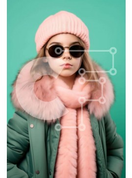 Intra Συλλεκτικό Ξύλινο Παζλ Plywood  4mm - Νεαρό κορίτσι με γυαλιά ηλίου και ροζ γούνινο παλτό Σε Ξύλινο Κουτί - Διαστάσεις Puzzle: 10x10 cm – 25 κομμάτια