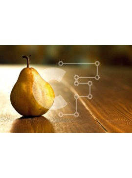 Σετ των 2 Intra Συλλεκτικό Ξύλινο Παζλ Plywood  4mm - Νόστιμη εικόνα ενός ώριμου αχλαδιού σε ένα ξύλινο τραπέζι Σε Ξύλινο Κουτί - Διαστάσεις: 10x10 cm – 25 κομμάτια