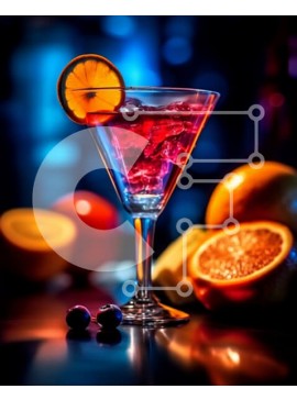 Σετ των 2 Intra Συλλεκτικό Ξύλινο Παζλ Plywood  4mm - Πολύχρωμο κοκτέιλ με πορτοκάλι και κεράσι σε σκούρο φόντο Σε Ξύλινο Κουτί - Διαστάσεις: 10x10 cm – 25 κομμάτια