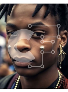 Intra Συλλεκτικό Ξύλινο Παζλ Plywood  4mm - Κομψό και νευρικό πορτρέτο ενός νεαρού μαύρου άνδρα με dreadlocks και τρυπήματα Σε Ξύλινο Κουτί - Διαστάσεις Puzzle: 10x10 cm – 25 κομμάτια