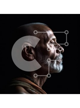 Intra Συλλεκτικό Ξύλινο Παζλ Plywood  4mm - Ηλικιωμένος άνδρας με λευκή γενειάδα και γαλήνια έκφραση Σε Ξύλινο Κουτί - Διαστάσεις Puzzle: 10x10 cm – 25 κομμάτια