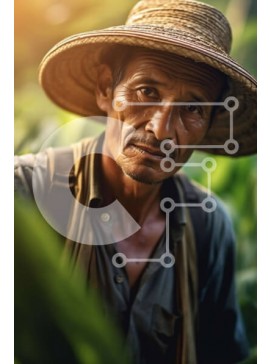 Σετ των 2 Intra Συλλεκτικό Ξύλινο Παζλ Plywood  4mm - Όμορφη εικόνα του ηλικιωμένου στο χωράφι του καφέ Σε Ξύλινο Κουτί - Διαστάσεις: 10x10 cm – 25 κομμάτια