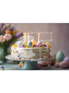 Intra Συλλεκτικό Ξύλινο Παζλ Plywood  4mm - Πασχαλινό κέικ με πολύχρωμα αυγά και κεριά Σε Ξύλινο Κουτί - Διαστάσεις Puzzle: 10x10 cm – 25 κομμάτια