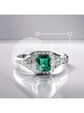 Σετ των 2 Intra Συλλεκτικό Ξύλινο Παζλ Plywood  4mm - Κομψό vintage δαχτυλίδι από λευκό χρυσό με σμαραγδένιες πέτρες και διαμαντένιες πινελιές Σε Ξύλινο Κουτί - Διαστάσεις: 10x10 cm – 25 κομμάτια