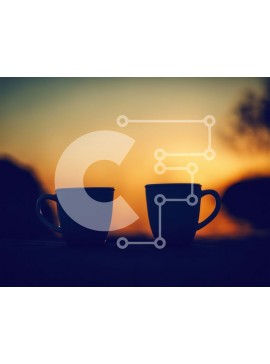 Σετ των 2 Intra Συλλεκτικό Ξύλινο Παζλ Plywood  4mm - Δύο φλιτζάνια καφέ σε ένα ξύλινο τραπέζι με το ηλιοβασίλεμα Σε Ξύλινο Κουτί - Διαστάσεις: 10x10 cm – 25 κομμάτια