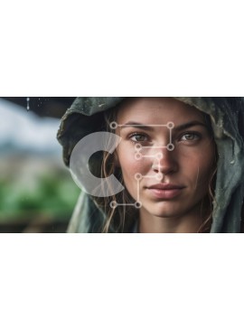 Intra Συλλεκτικό Ξύλινο Παζλ Plywood  4mm - Εκπληκτική εικόνα μιας γυναίκας με κουκούλα που στέκεται στη βροχή Σε Ξύλινο Κουτί - Διαστάσεις Puzzle: 10x10 cm – 25 κομμάτια