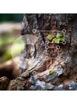 Intra Συλλεκτικό Ξύλινο Παζλ Plywood  4mm - Κοντινό πλάνο ενός μικρού φυτού που αναπτύσσεται σε ένα φλοιό δέντρου Σε Ξύλινο Κουτί - Διαστάσεις: 10x10 cm – 25 κομμάτια