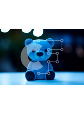 Intra Συλλεκτικό Ξύλινο Παζλ Plywood  4mm - Μπλε παιχνίδι αρκουδάκι σε τραπέζι με φώτα Σε Ξύλινο Κουτί - Διαστάσεις Puzzle: 10x10 cm – 25 κομμάτια