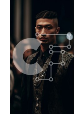 Intra Συλλεκτικό Ξύλινο Παζλ Plywood  4mm - Σοβαρός επιχειρηματίας με μαύρο κοστούμι και λευκό πουκάμισο με παπιγιόν Σε Ξύλινο Κουτί - Διαστάσεις Puzzle: 10x10 cm – 25 κομμάτια