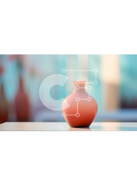 Intra Συλλεκτικό Ξύλινο Παζλ Plywood  4mm - Ροζ βάζο σε λευκό τραπέζι με λουλούδια και φυτά σε γλάστρες Σε Ξύλινο Κουτί - Διαστάσεις Puzzle: 10x10 cm – 25 κομμάτια