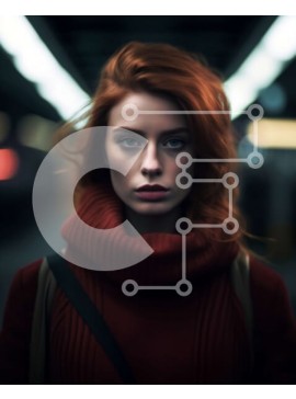 Intra Συλλεκτικό Ξύλινο Παζλ Plywood  4mm - Κομψή γυναίκα που περιμένει το τρένο του μετρό τη νύχτα Σε Ξύλινο Κουτί - Διαστάσεις Puzzle: 10x10 cm – 25 κομμάτια