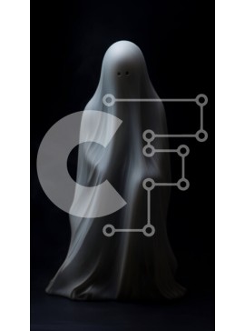 Intra Συλλεκτικό Ξύλινο Παζλ Plywood  4mm - Λευκό φάντασμα στο σκοτάδι Σε Ξύλινο Κουτί - Διαστάσεις Puzzle: 10x10 cm – 25 κομμάτια