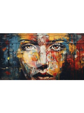 Σετ των 2 Intra Συλλεκτικό Ξύλινο Παζλ Plywood  4mm - Γυναίκα με πολύχρωμο χρώμα που στάζει στο πρόσωπό της Σε Ξύλινο Κουτί - Διαστάσεις: 10x10 cm – 25 κομμάτια