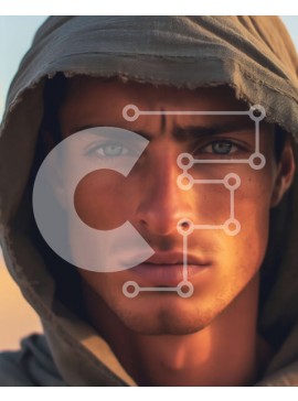 Intra Συλλεκτικό Ξύλινο Παζλ Plywood  4mm - Πορτρέτο ενός άνδρα που φοράει κουκούλα με σοβαρή έκφραση Σε Ξύλινο Κουτί - Διαστάσεις Puzzle: 10x10 cm – 25 κομμάτια