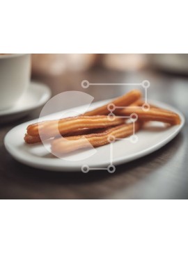 Σετ των 2 Intra Συλλεκτικό Ξύλινο Παζλ Plywood  4mm - Νόστιμο churros με καφέ ή τσάι Σε Ξύλινο Κουτί - Διαστάσεις: 10x10 cm – 25 κομμάτια