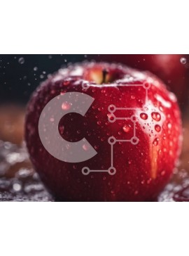 Σετ των 2 Intra Συλλεκτικό Ξύλινο Παζλ Plywood  4mm - Φρέσκο ​​κόκκινο μήλο με σταγονίδια νερού Σε Ξύλινο Κουτί - Διαστάσεις: 10x10 cm – 25 κομμάτια