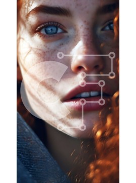 Intra Συλλεκτικό Ξύλινο Παζλ Plywood  4mm - Σοβαρή και όμορφη γυναίκα με κόκκινα μαλλιά και φακίδες Σε Ξύλινο Κουτί - Διαστάσεις Puzzle: 10x10 cm – 25 κομμάτια