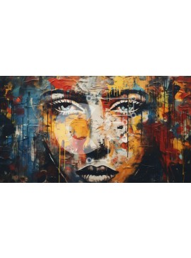 Intra Συλλεκτικό Ξύλινο Παζλ Plywood  4mm - Πολύχρωμη αφηρημένη ζωγραφική του προσώπου της γυναίκας Σε Ξύλινο Κουτί - Διαστάσεις Puzzle: 10x10 cm – 25 κομμάτια