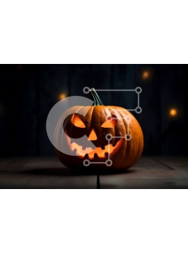 Intra Συλλεκτικό Ξύλινο Παζλ Plywood  4mm - Σκαλιστή και φωτισμένη κολοκύθα σε ξύλινο τραπέζι Σε Ξύλινο Κουτί - Διαστάσεις Puzzle: 10x10 cm – 25 κομμάτια